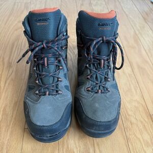 Hi-Tec Waterproof Mens Hiking Boots Gray Orange Lace Up‎ Size 10.5M EU 43.5